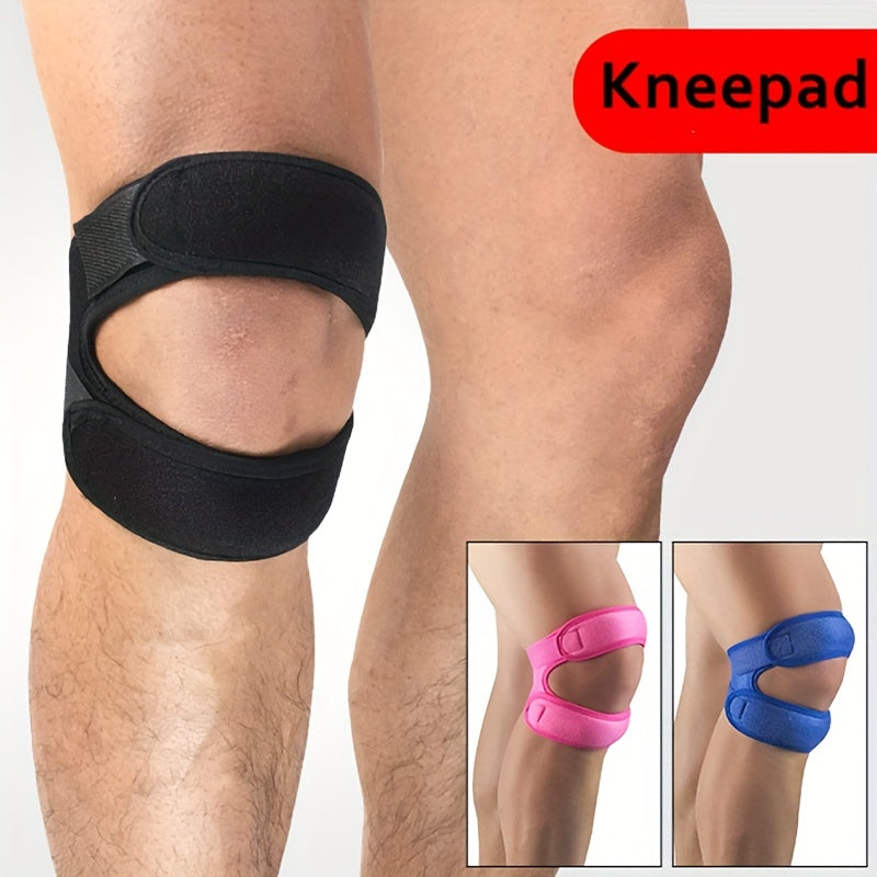 1pc FlexiSupport Elastic Knee Brace, Polyester & Nylon High Stretch Patella Stabilizer, Pull-On Knee Pad for Sports, Cycling, Mountaineering, Basketball, Soccer - Uncharged Knee Support Strap