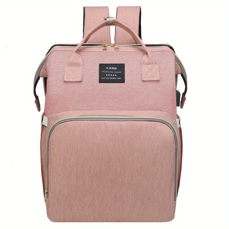 Lamroro Moire Diaper Bag Backpack, Large Capacity, Travel Backpack with Changing Station