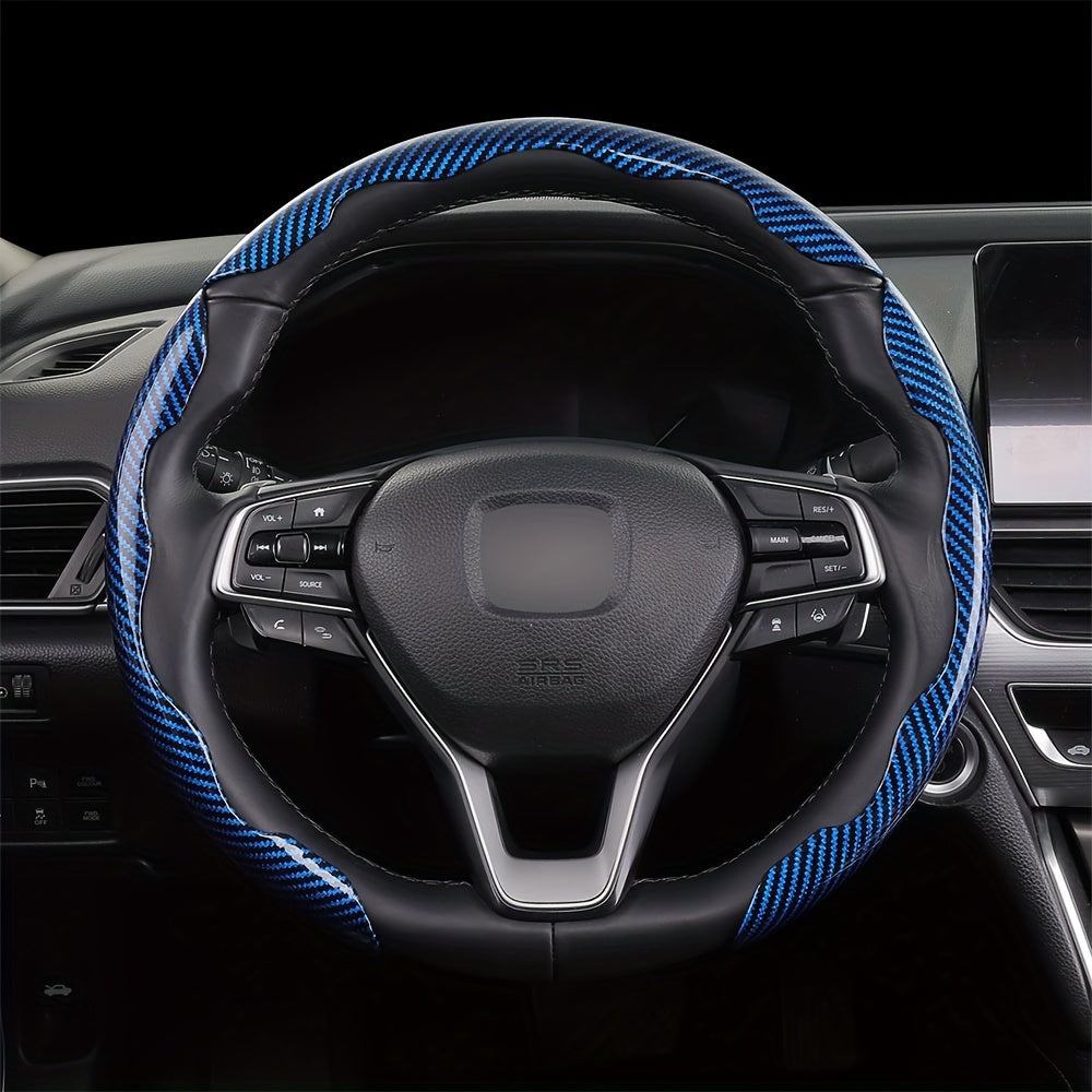 3Pcs Universal Carbon Fiber Style Steering Wheel Covers, High-Grip ABS Resin, Snap-On Design, No Inner Circle - Sleek Automotive Steering Wheel Protection