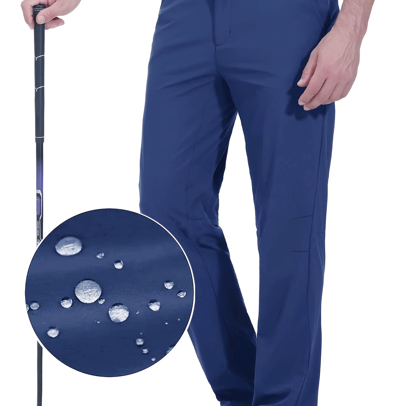 Men's Golf Pants, Men's Solid Waterproof Mid Stretch Lightweight Casual Dress Pants With Pockets, Men's Bottoms For Sports