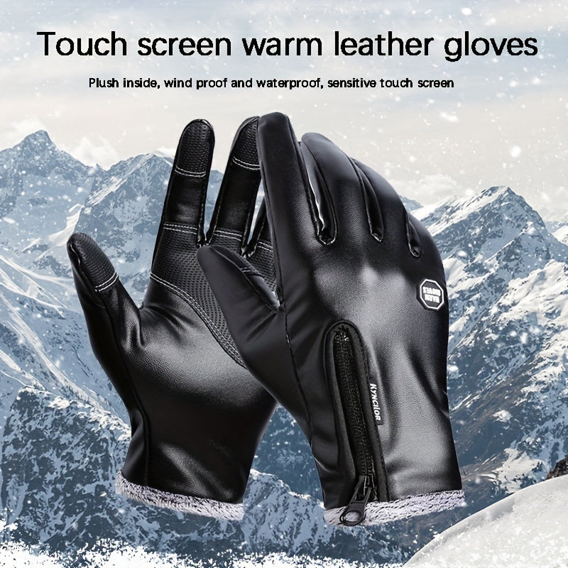 Winter Men Women Cycling Bike Gloves Full Finger Warm Fleece Cold Snow Gloves Windproof Anti-slip Touch Screen Ski Outdoor Sports Gloves