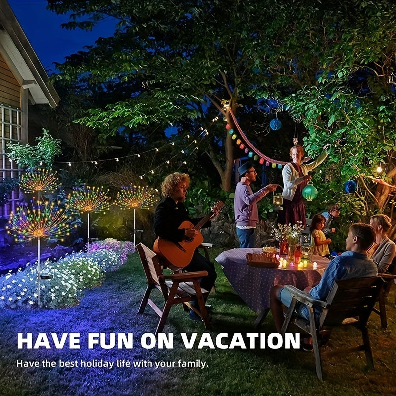 American Independence Day Celebration, Solar LED Fireworks Fairy Lights With 8 Working Modes, For Outdoor Garden Decoration, Yard Parties, Christmas, Weddings, Lawn Pathways