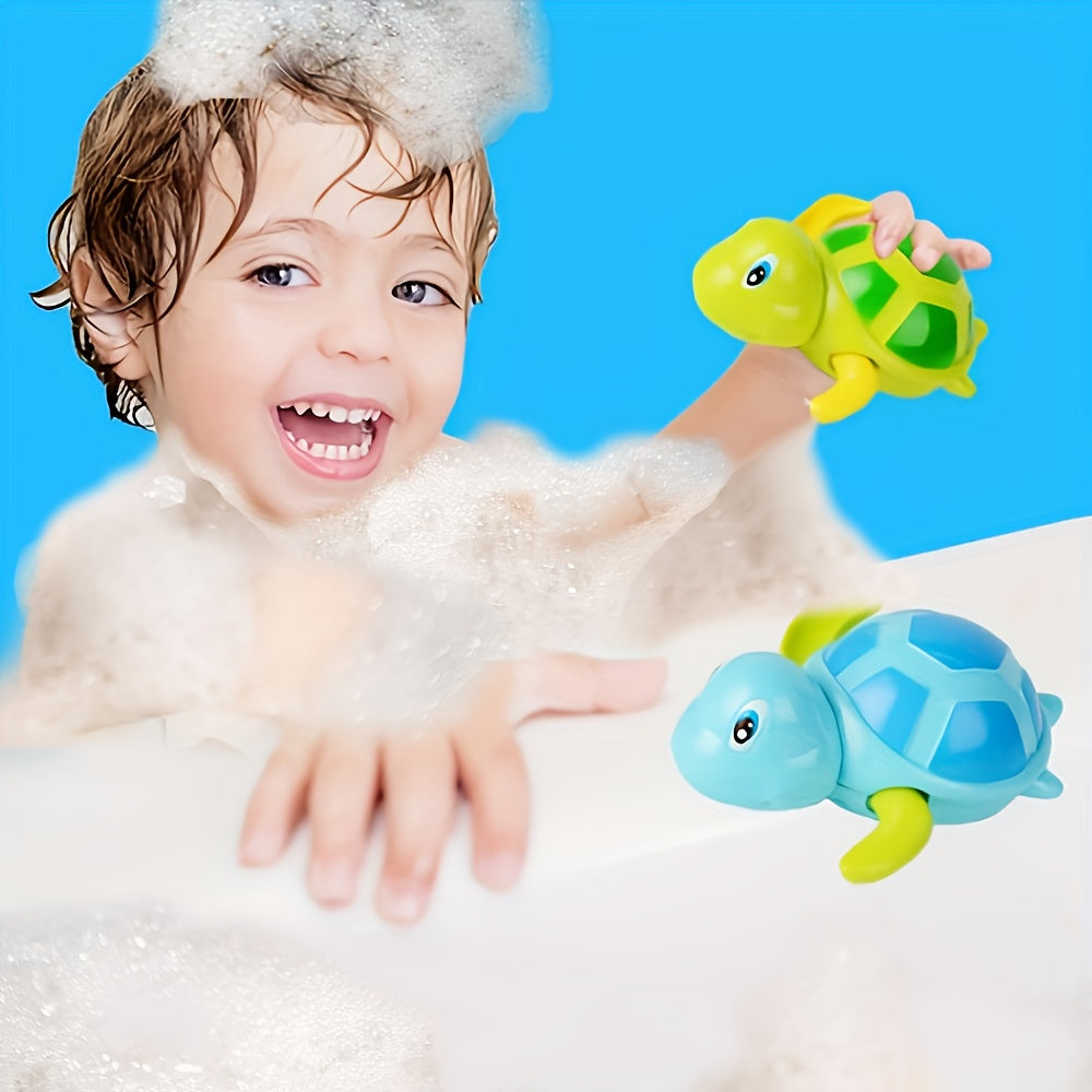 3pcs Wind-Up Swimming Turtle Toys for Youngsters - Cute Water Play Bath & Pool Toys, Durable PP Material in Sky Blue, Yellow, and Grass Green