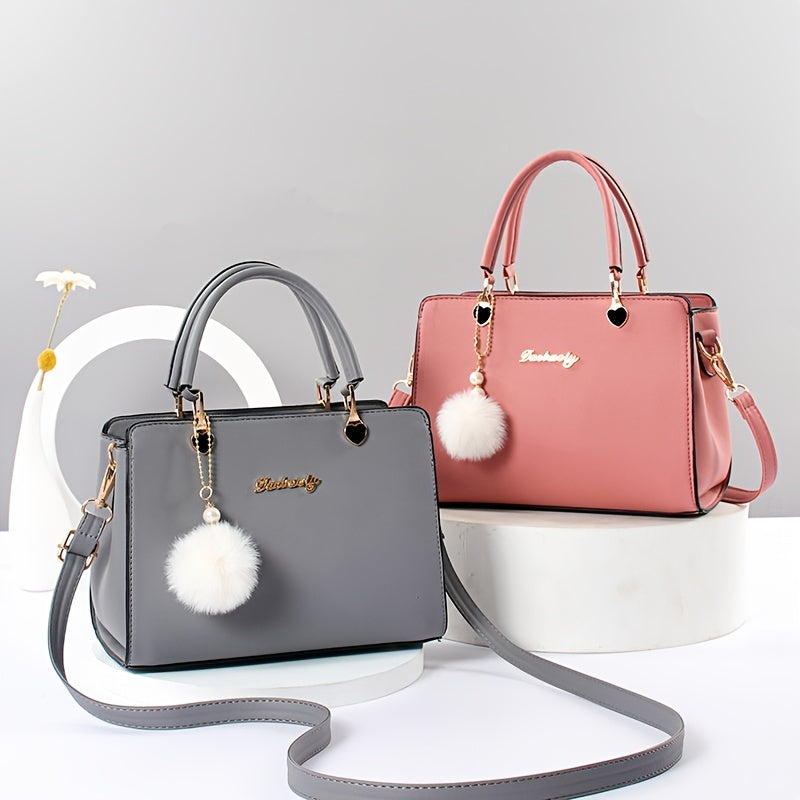 Elegant Lightweight Faux Leather Handbag - Women's Solid Color Shoulder Bag