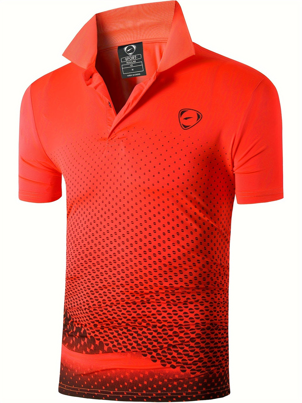 Jeansian Men's Lightweight Breathable Sport Shirt - Vibrant Orange All-Over Dot Print