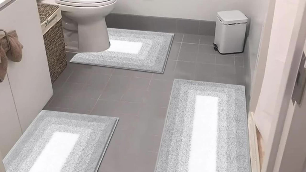 [3pcs Soft Comfortable Bathroom Rugs] Soft Comfortable Bathroom Rugs Sets 3pcs, Plush Shaggy Bath Rugs for Bathroom Anti-Slip, Absorbent Microfiber Bathroom Mat Home Decor with U-Shaped Contour Toilet Mat for Bathroom Tub, Sh