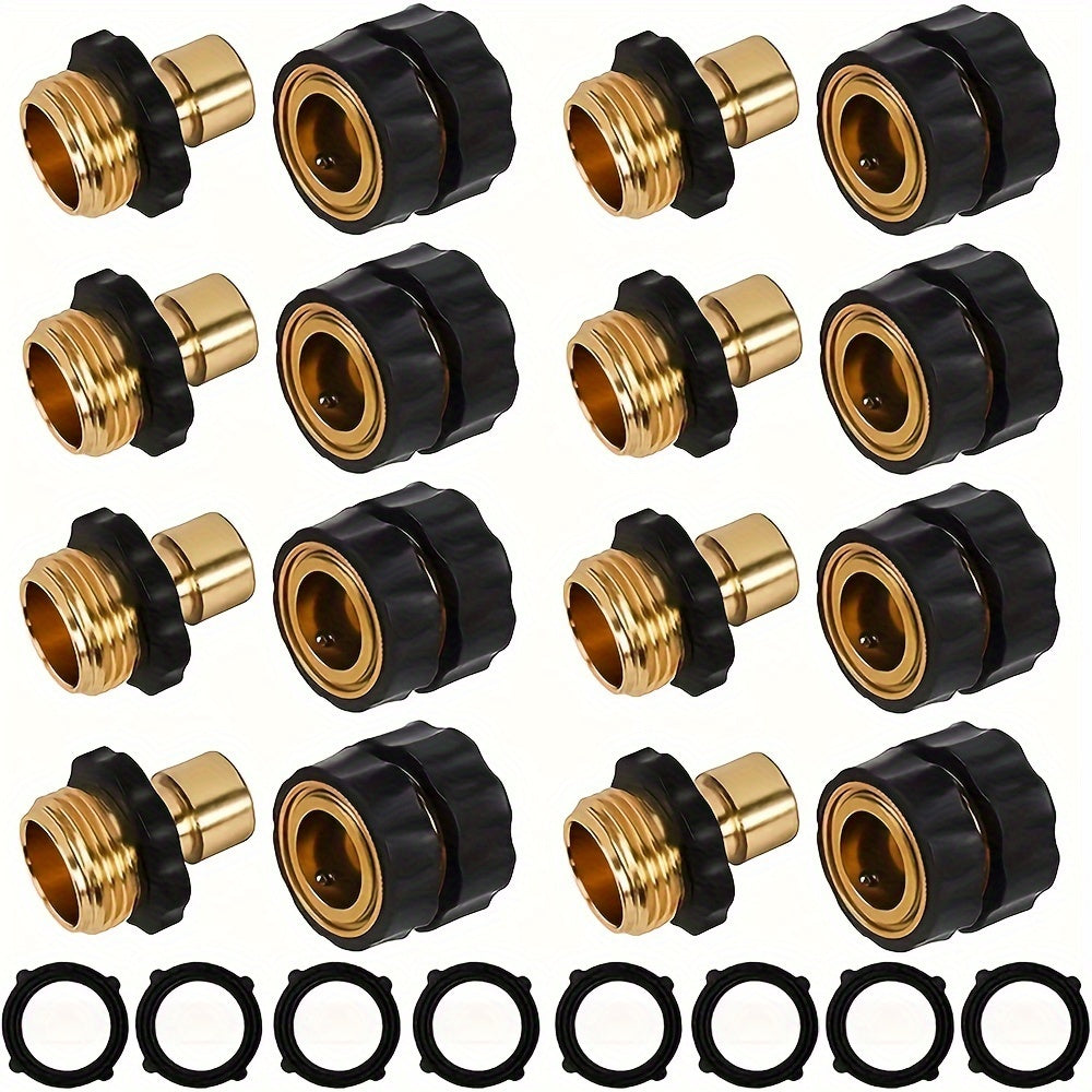 8sets/12sets, GHT3/4" Aluminum Alloy Garden Hose Quick Release ConnectThreaded Tap Connector, No Leaks Water Hoses Quick Disonnect Adapter, Fittings Male Female Quick Release Garden Hose, Gardening Lawn Car Washing