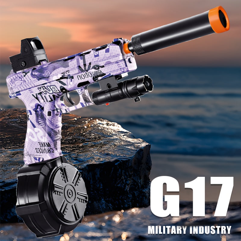 G17 Electric Gel Jet Ball Toy Gun 7.4v High-Speed Continuous Firing Upgrade Highly Assembled Toys, Manual/Auto Dual Mode, Outdoor Fun Team Shooting Activity Game, Christmas Gift, Bullets Not Included
