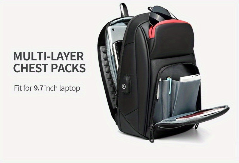 ReSilvery New Men's Chest Bag Business Single Shoulder Bag Large Capacity Crossbody Bag Breathable Casual Sports Bag