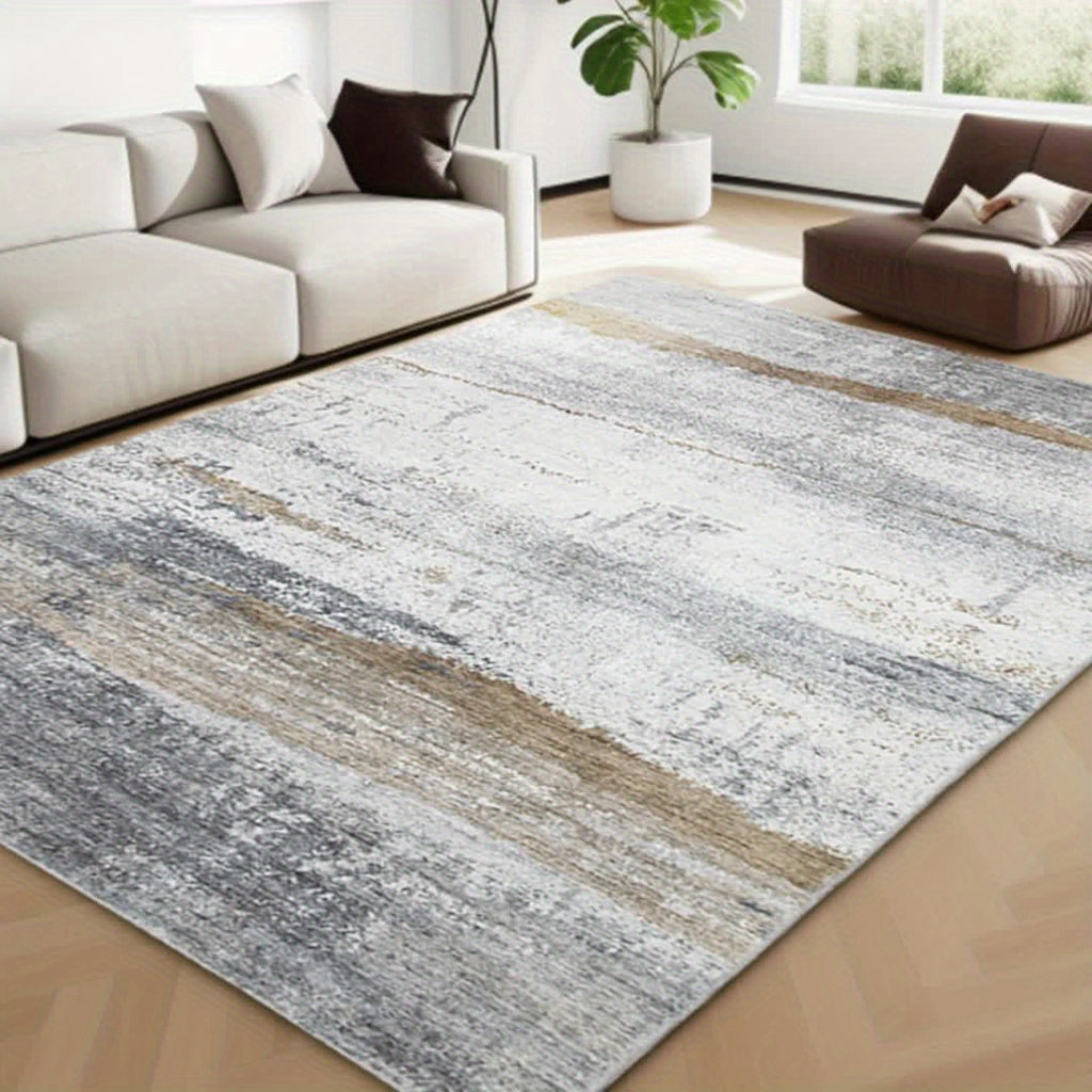 Gray/Rust Washable Rug, Ultra Soft Area Rug, Non Slip Abstract Rug Foldable, Stain Resistant Rugs for Living Room Bedroom, Modern Fuzzy Rug (Gray/Rust, 6'x9')