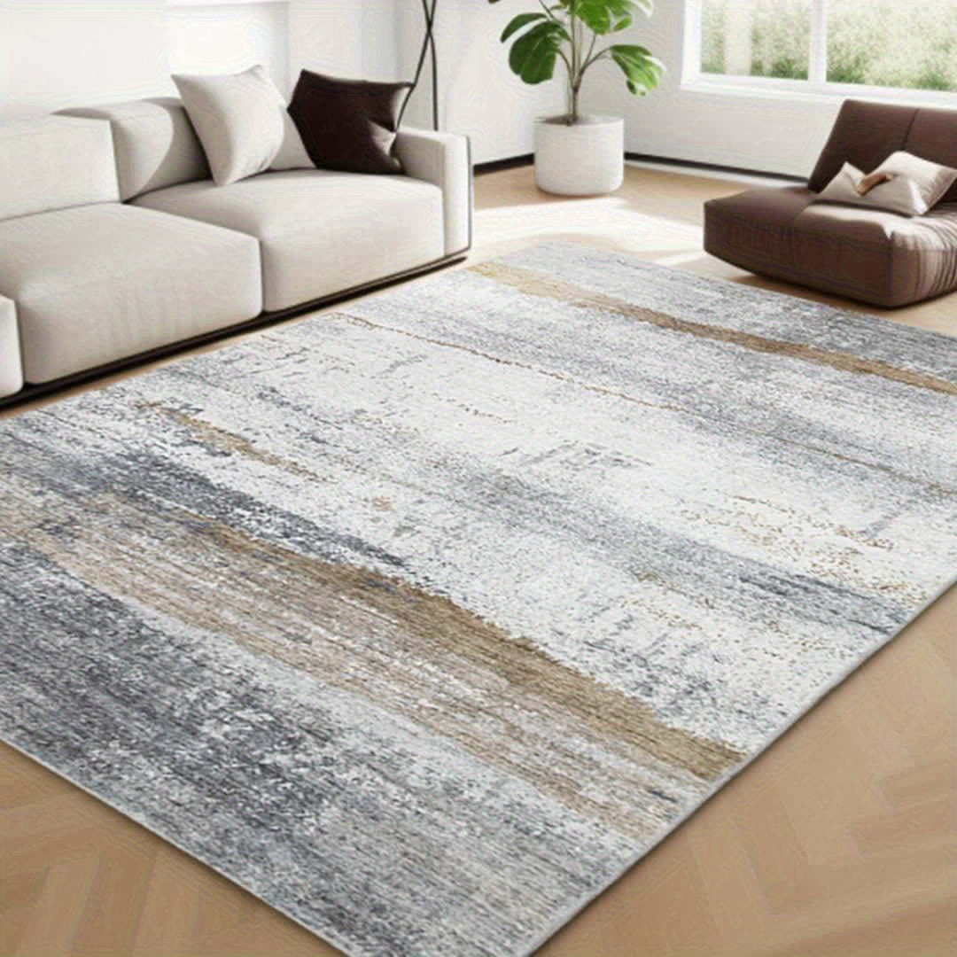 Gray/Rust Washable Rug, Ultra Soft Area Rug, Non Slip Abstract Rug Foldable, Stain Resistant Rugs for Living Room Bedroom, Modern Fuzzy Rug (Gray/Rust, 6'x9')