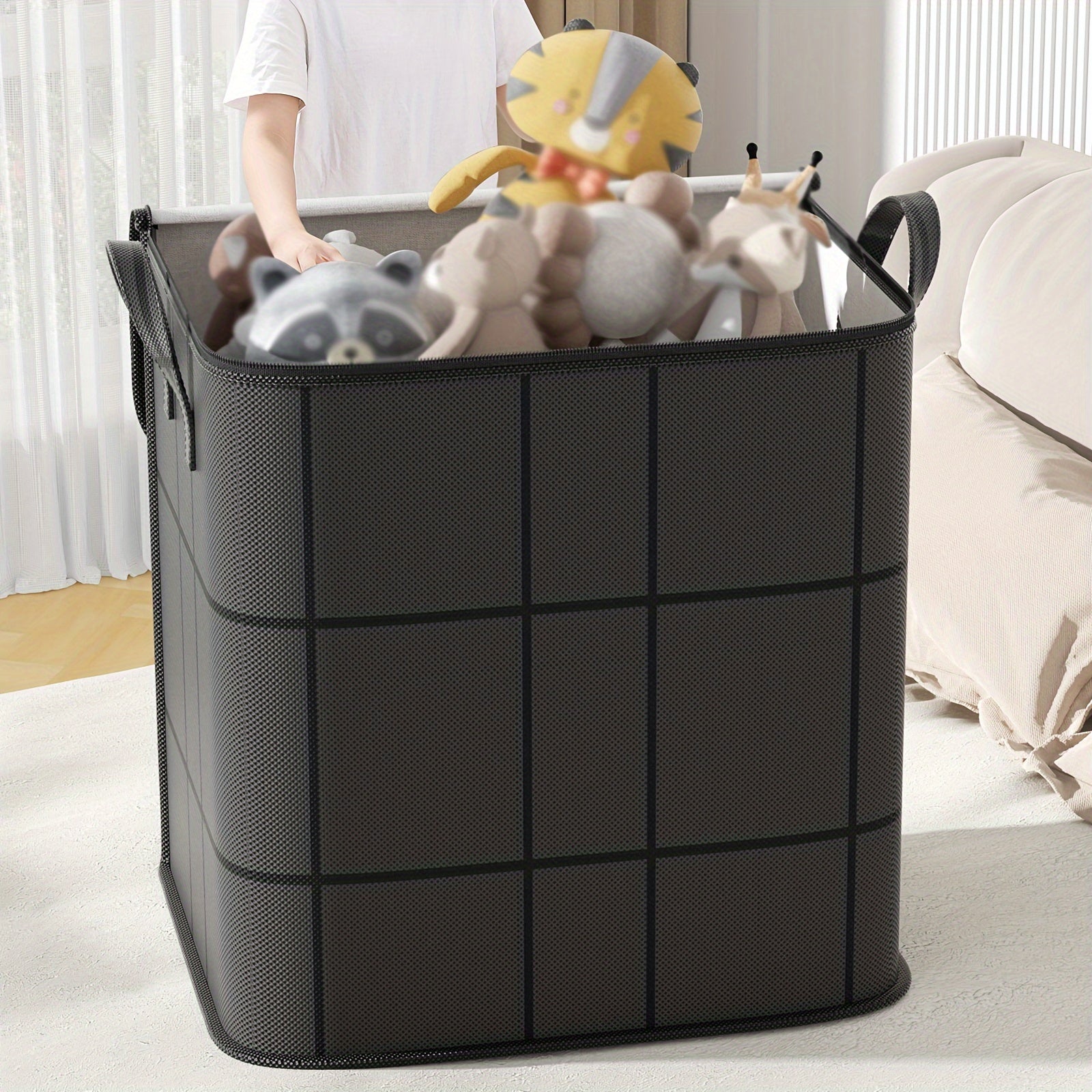 1pc of Clothing Storage Bag, Travel Bag, Large Capacity, with Handles, Foldable, Suitable for Quilts, Storing Clothes, Cotton Jackets, Blankets, Toys, Etc, Under-Bed Storage