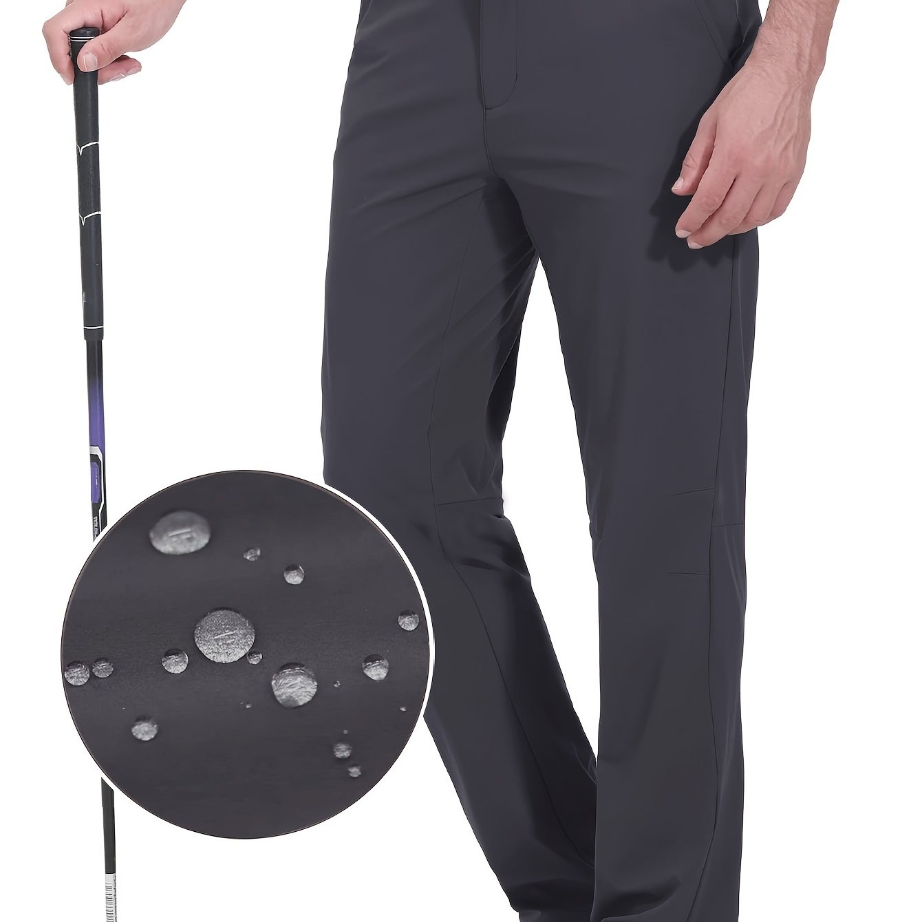 Men's Golf Pants, Men's Solid Waterproof Mid Stretch Lightweight Casual Dress Pants With Pockets, Men's Bottoms For Sports