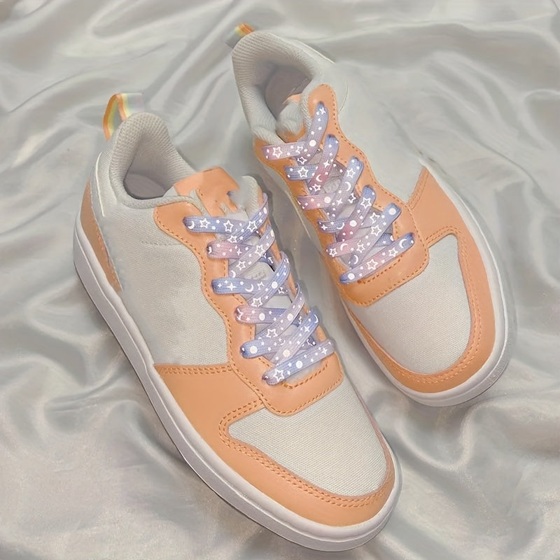 1 Pair Dazzling Holographic Reflective Star Moon Shoelaces - Double-Sided Luminous, AdjustableNighttime Running, Cycling,