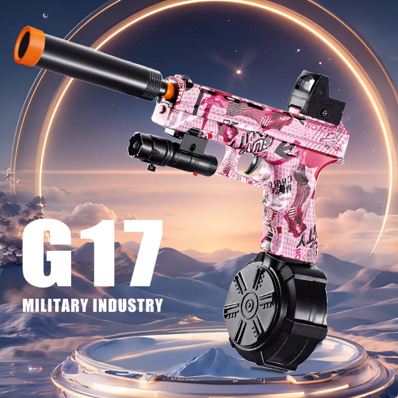 G17 Electric Gel Jet Ball Toy Gun 7.4v High-Speed Continuous Firing Upgrade Highly Assembled Toys, Manual/Auto Dual Mode, Outdoor Fun Team Shooting Activity Game, Christmas Gift, Bullets Not Included