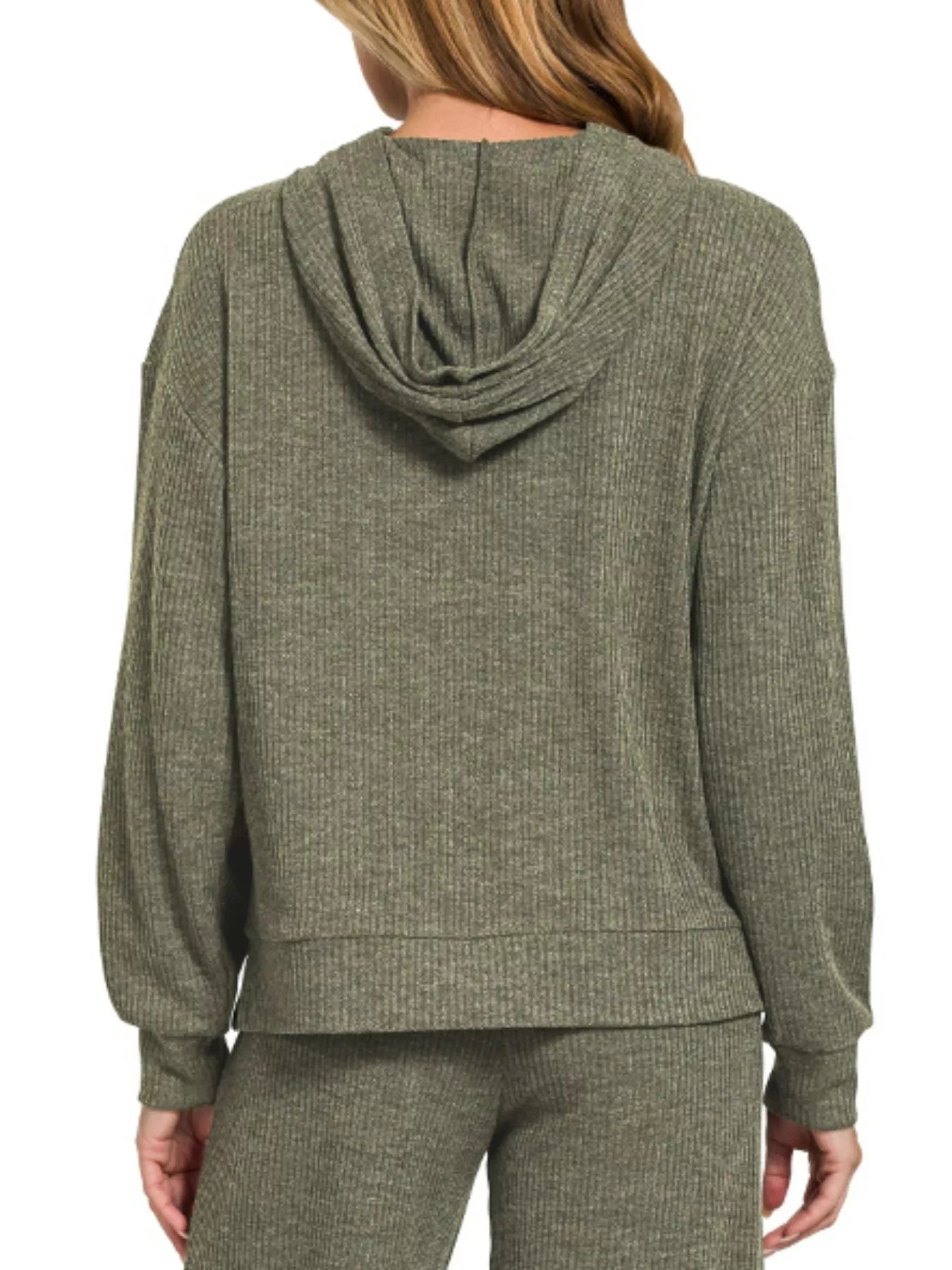 Zenana Ribbed Drop Shoulder Crop Hoodie