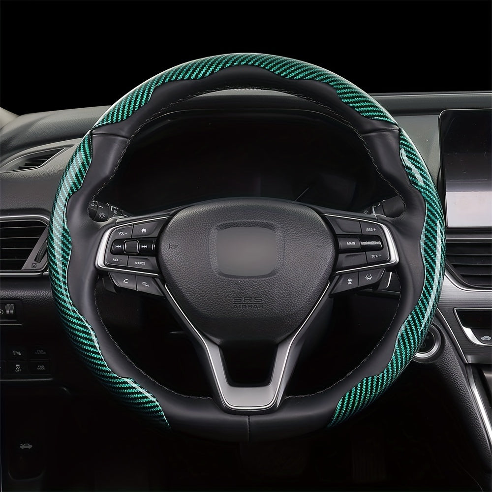 3Pcs Universal Carbon Fiber Style Steering Wheel Covers, High-Grip ABS Resin, Snap-On Design, No Inner Circle - Sleek Automotive Steering Wheel Protection