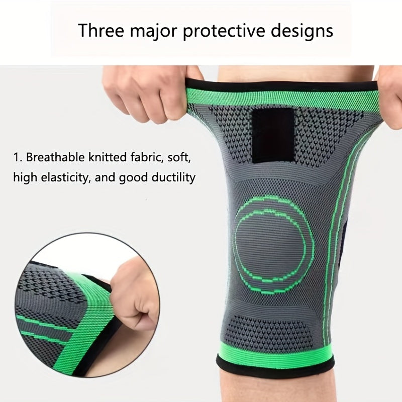1pc Men's Sports Compression Knee Protector - Knee Support & Protection for Fitness, Running, Gym, and Outdoor Activities - Breathable, Short, Nylon Strap Design