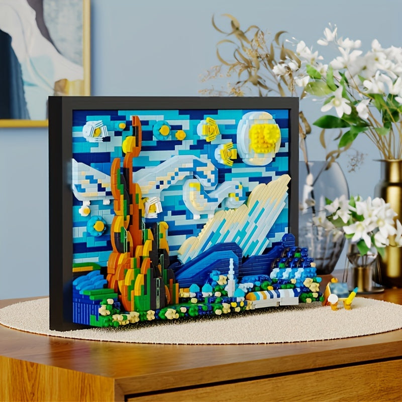 1731pcs 3D Starry Night Building Blocks Set for Adults - Reproductions Of Famous Paintings, ABS Material Toys,