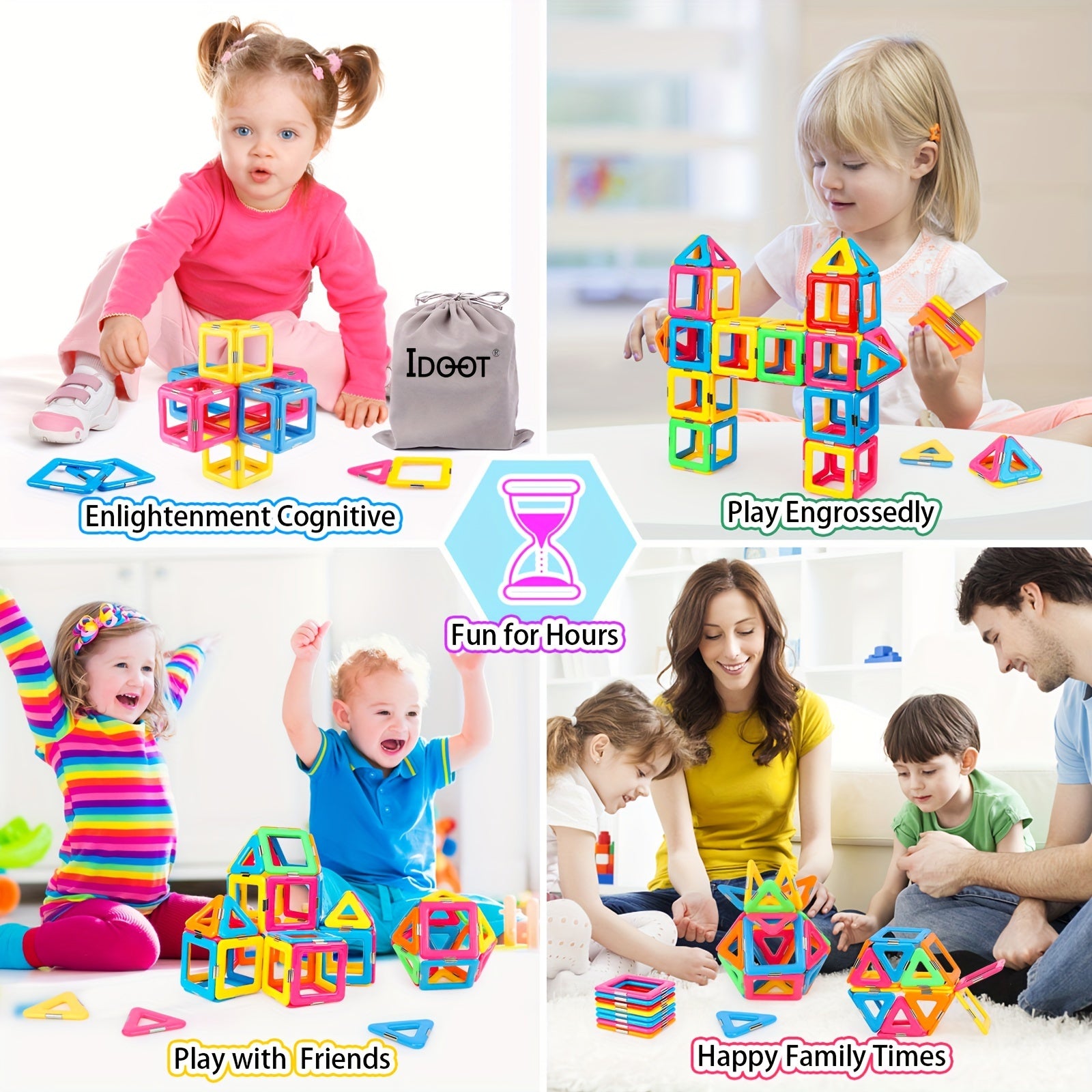 52pcs Magnetic Tiles STEM Sensory Building Toys, Must Haves Educational Game halloween, christmas gift