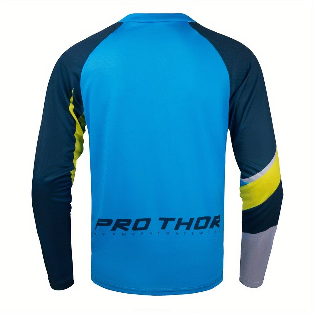 Pro Thor Geometry Cycling Jersey - Quick Dry, Breathable, Moisture Wicking, Long Sleeve MTB Shirt for Downhill Enduro Biking and Sports