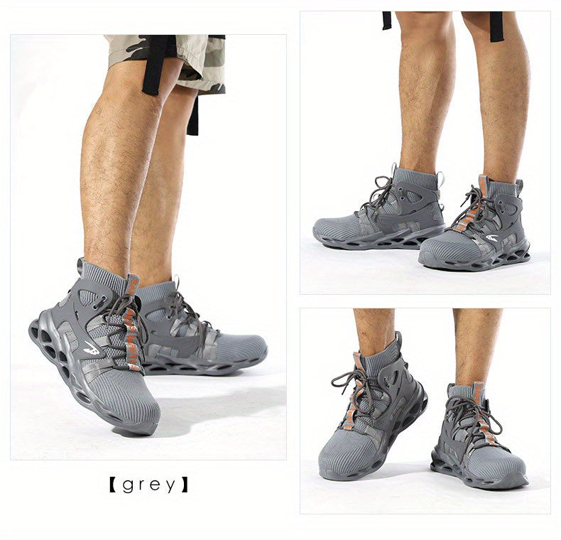PLUS SIZE Men's Lightweight Safety Resistant Work Boots, Casual Comfortable Blade Boots