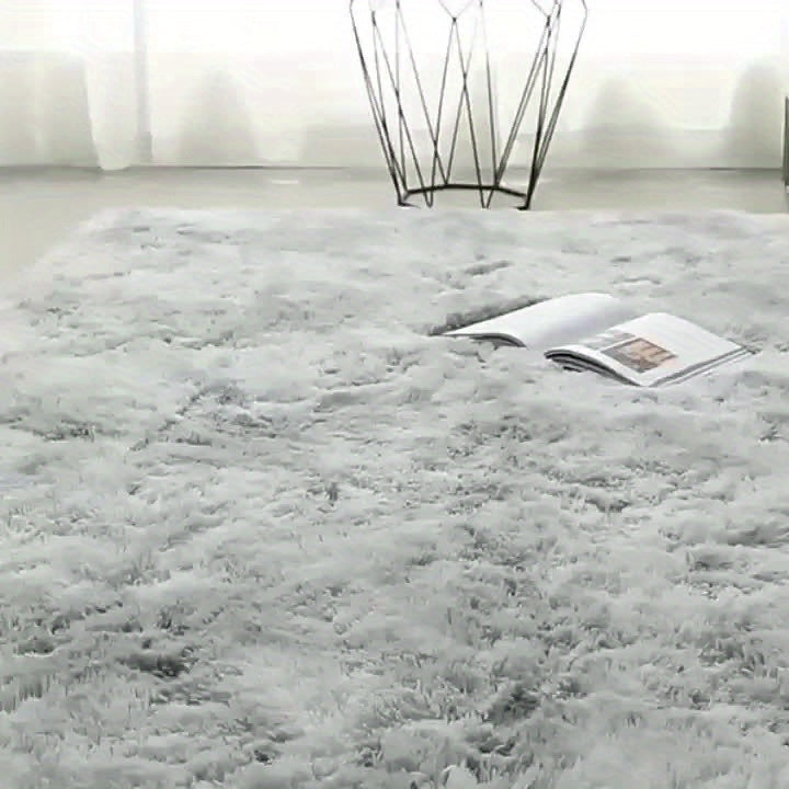 Soft Shag Area Rugs for Living Room Bedroom, 6x9 ft Tie-Dye Light Grey Indoor Modern Carpets, Thickened Rugs Fluffy Fuzzy Plush Rug for Home Decor, Anti Slip, High Pile