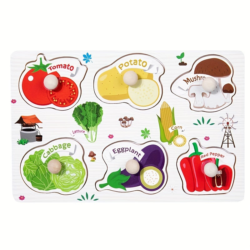 Wooden Embedded Hand Scratching Board, Early Education Animal Cognitive Puzzle, Transportation Tool, Cartoon Toddler Baby Educational Toys Christmas Halloween Thanksgiving gifts