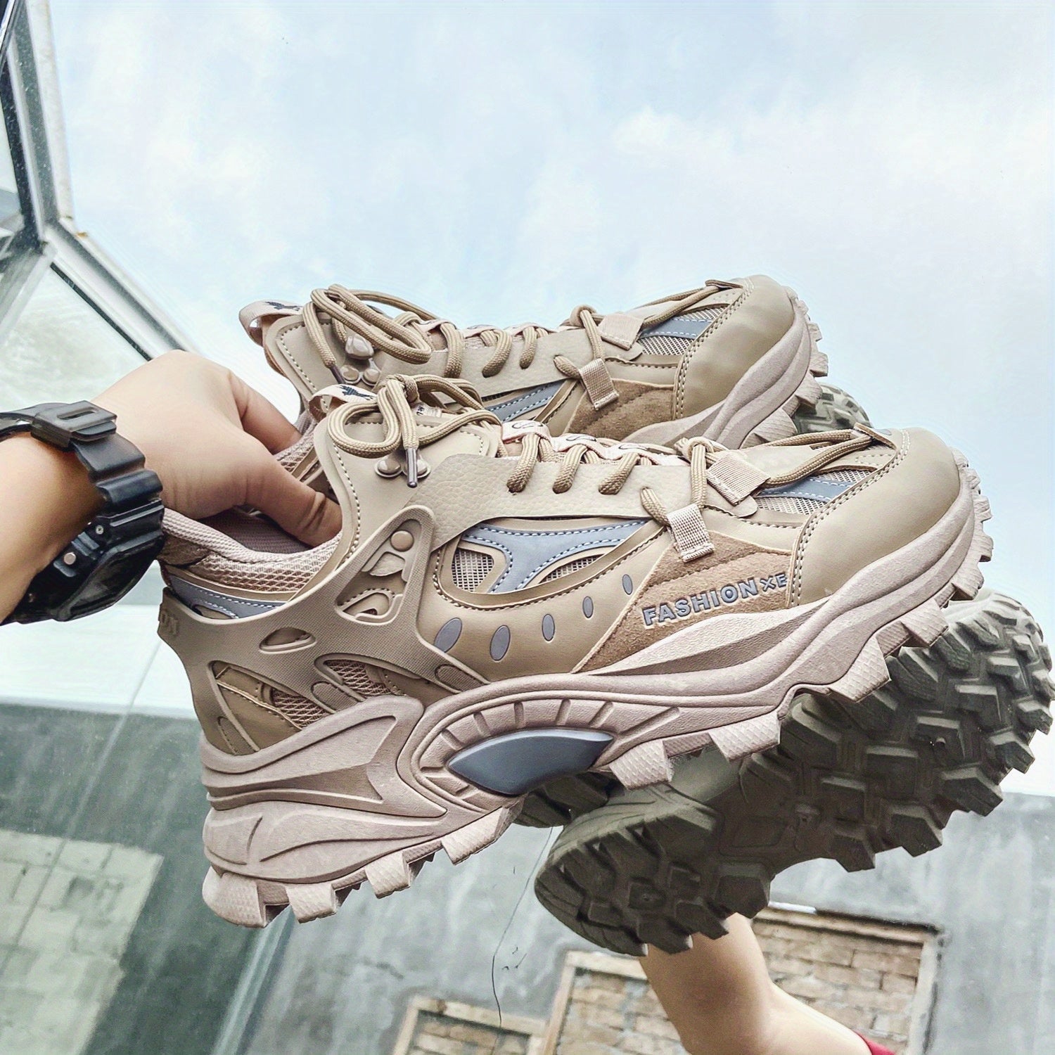 [1 Pair Men'S Cloud Pattern Sneakers] Round Toe Lace-Up  Athletic Sneakers, Sports , Breathable Fabric