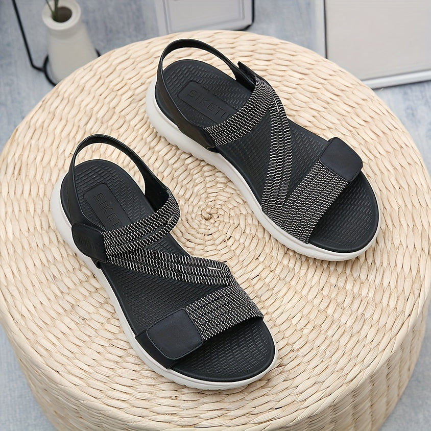 Breezy Chic Women's Flat Sports Sandals: Casual Perfect Open-Toe, Secure Ankle Strap, Versatile Solid Color