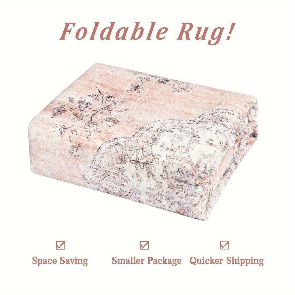 1 PC Washable Area Rugs For Living Room Non Slip Kitchen Floor Rug Hallway Runner Rug Oriental Distressed Carpet Boho Carpet Non Shedding Farmhouse Rug Low Pile Stain Resistant Rug For Classroom Playroom Dining Room Office, P