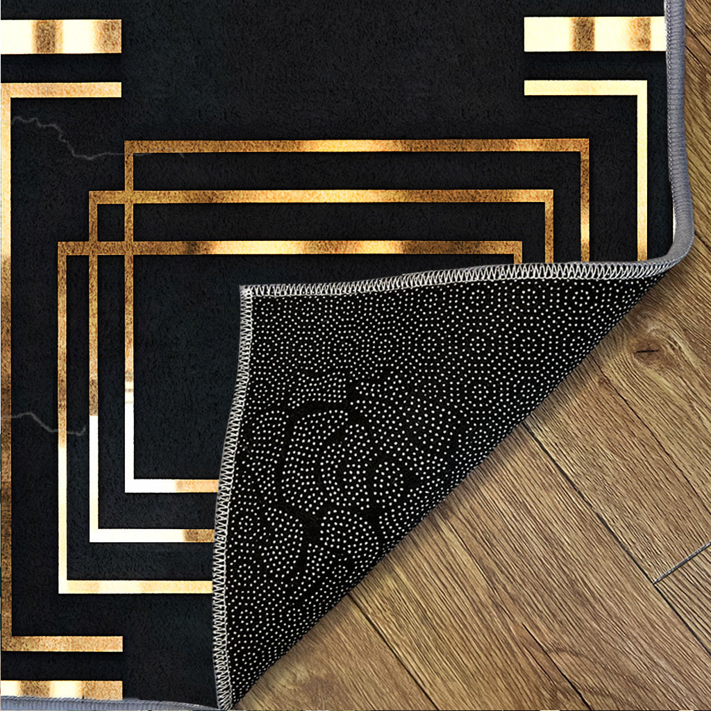 Luxurious Velvet 850g/m² Extra Large Area Mat - Modern Geometric Design with Golden Accents, Soft & Durable Polyester, Machine Washable & Non-Slip Backing, Perfect for Living Room, Bedroom, Office, or Game Room, Rugs for Liv