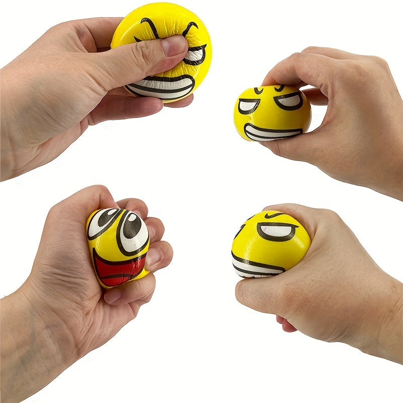 20pcs 20-Piece Colorful Squeeze Stress Balls: Funny Faces, Foam Hand & Wrist Exerciser Toys for Party Favors, Halloween & Christmas Gifts (Assorted Designs)
