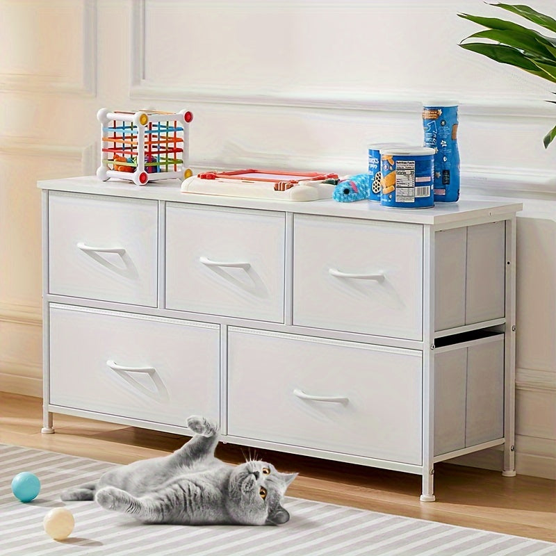5 Drawers Pet Storage Furniture, Fabric Drawer Storage Cabinet for Pet Toys, Cloths, Foods, Storage Chest Organizer Units,