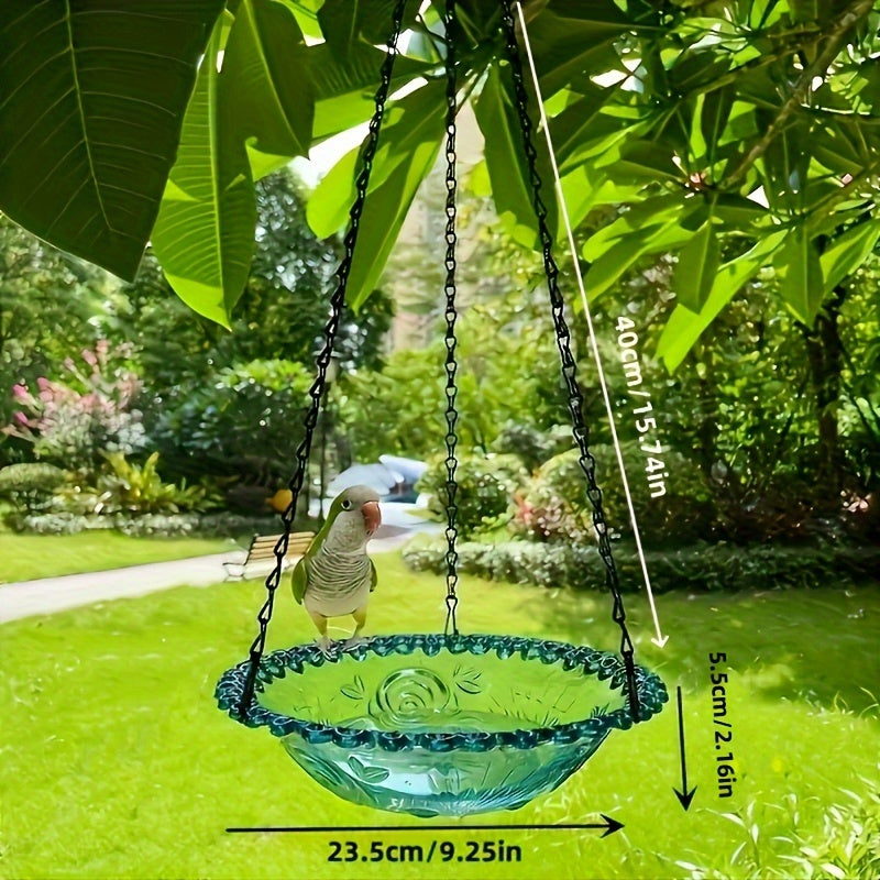 1pc Decorative Hanging Bird Feeder with Chain - Dual-Bowl Design for Outdoor Garden & Yard, Attracts Hummingbirds, No Electricity Needed, Durable Plastic, Hummingbird Feeders Outdoors