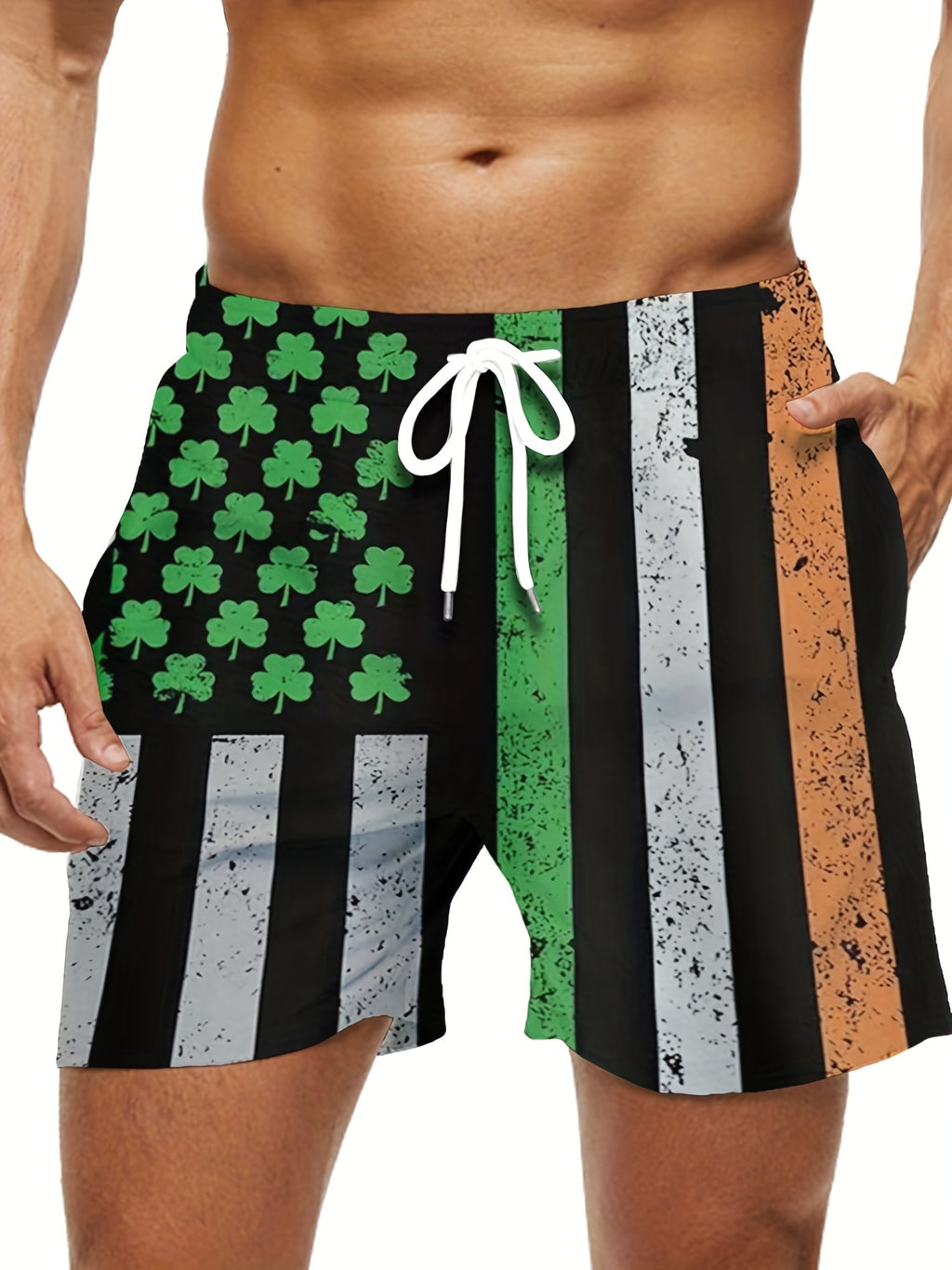 Men's Plus Size "American Flag" Graphic Shorts Beach Pants Holiday Shorts, Elastic Drawstring Sports Short Pants