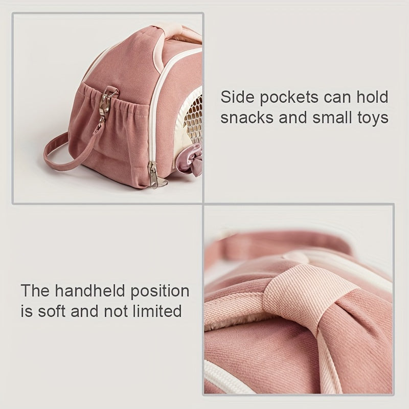 Portable Pet Backpack - Breathable Cotton Guinea Hamster Travel Carrier With Zipper Closure, Side Pockets For Snacks And Toys, Perfect For Outdoor Adventures