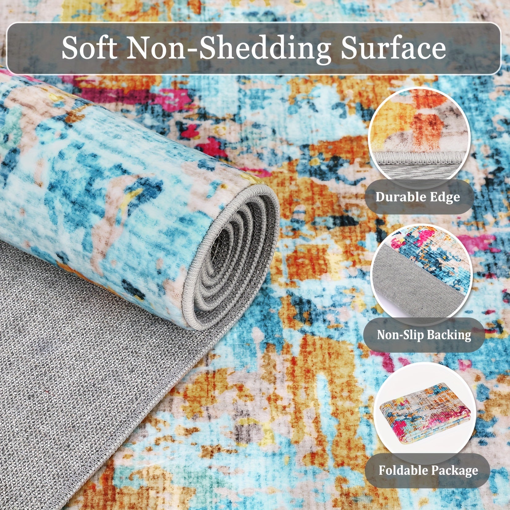One Piece of a Sleek, Contemporary Abstract Rug Designed for Spacious Living Areas, Machine Washable, Non-Shedding, with a Low Pile And Non-Slip Features. These Mats Are Suitable for Bedrooms, Offering a Soft, Minimalist Aest
