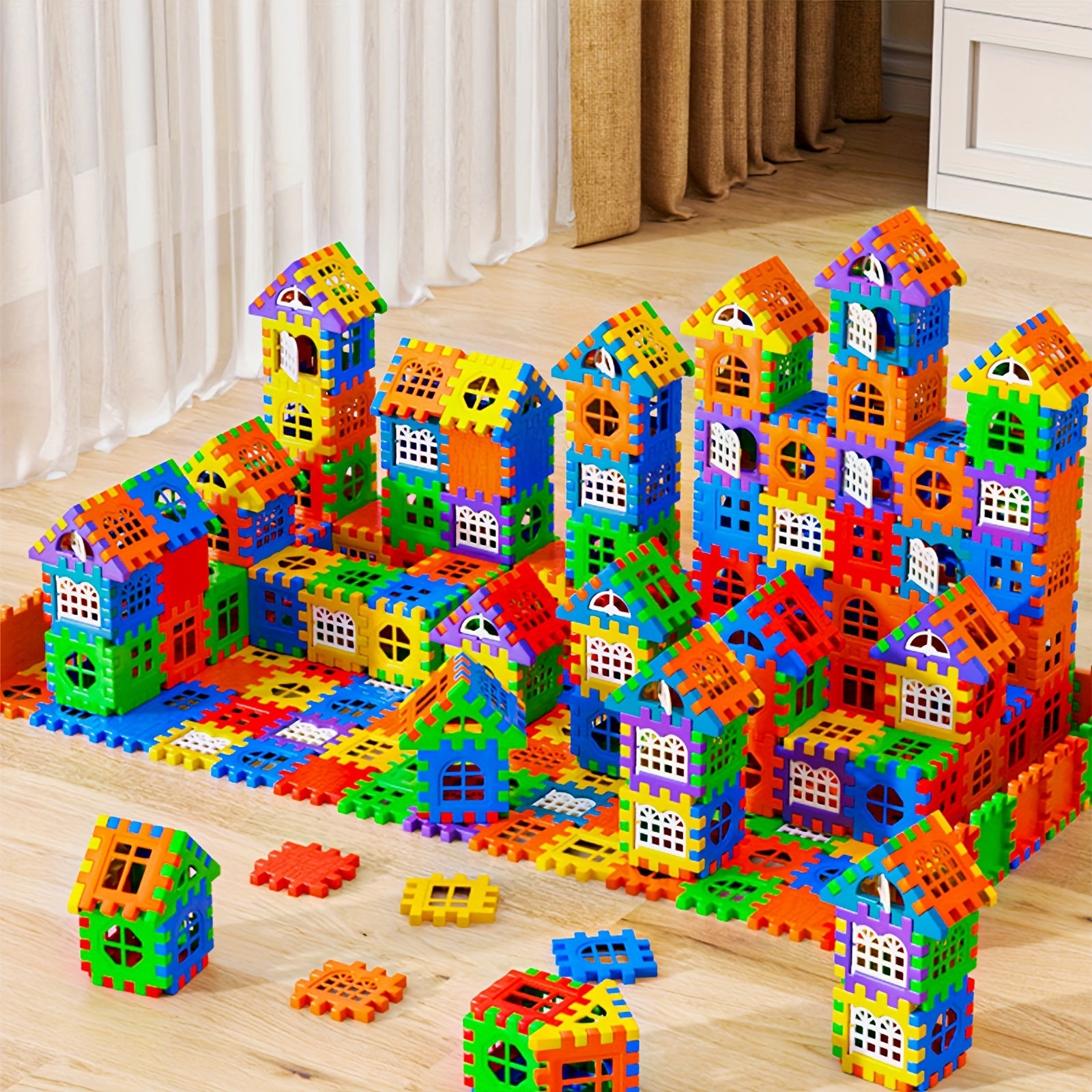 Colorful Large House Building Blocks, Window Design Toys, Creative Large House Building Block Toys Halloween Christmas Gifts
