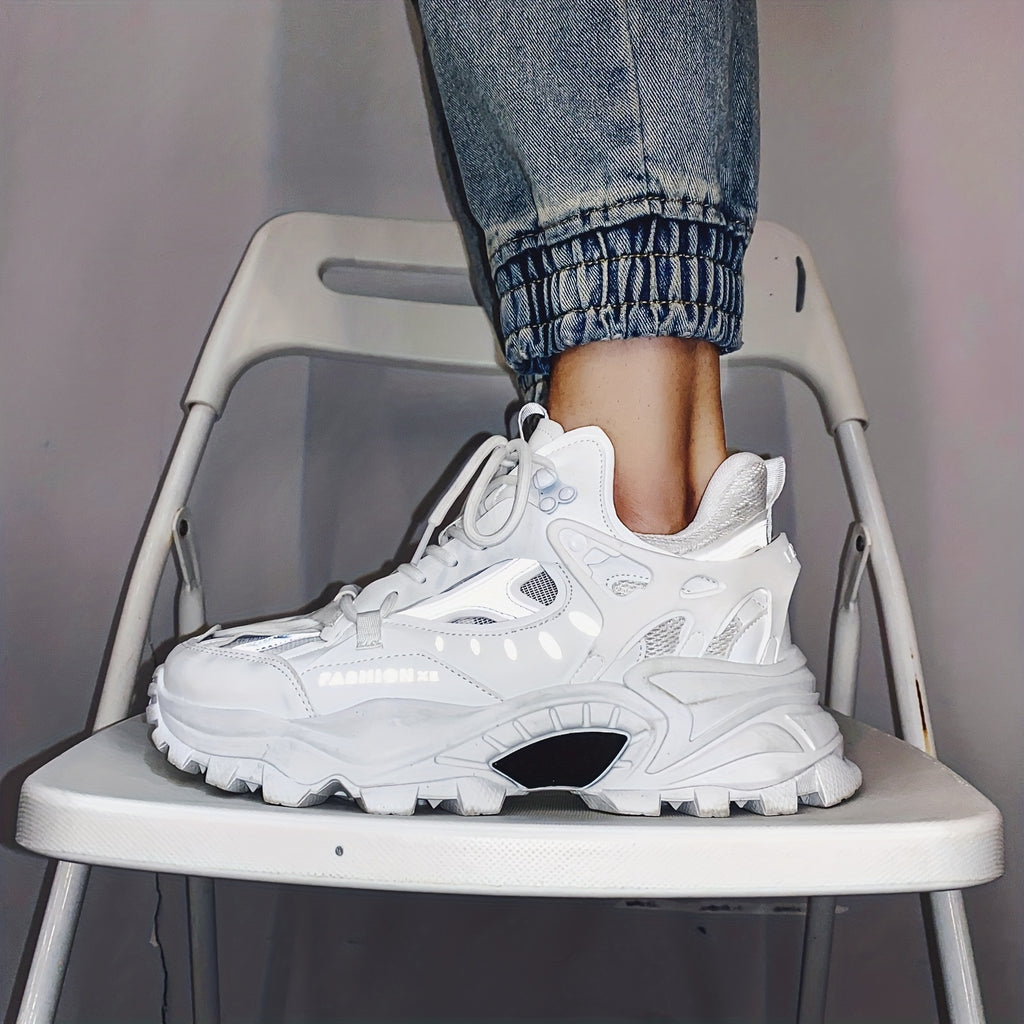 [1 Pair Men'S Cloud Pattern Sneakers] Round Toe Lace-Up  Athletic Sneakers, Sports , Breathable Fabric