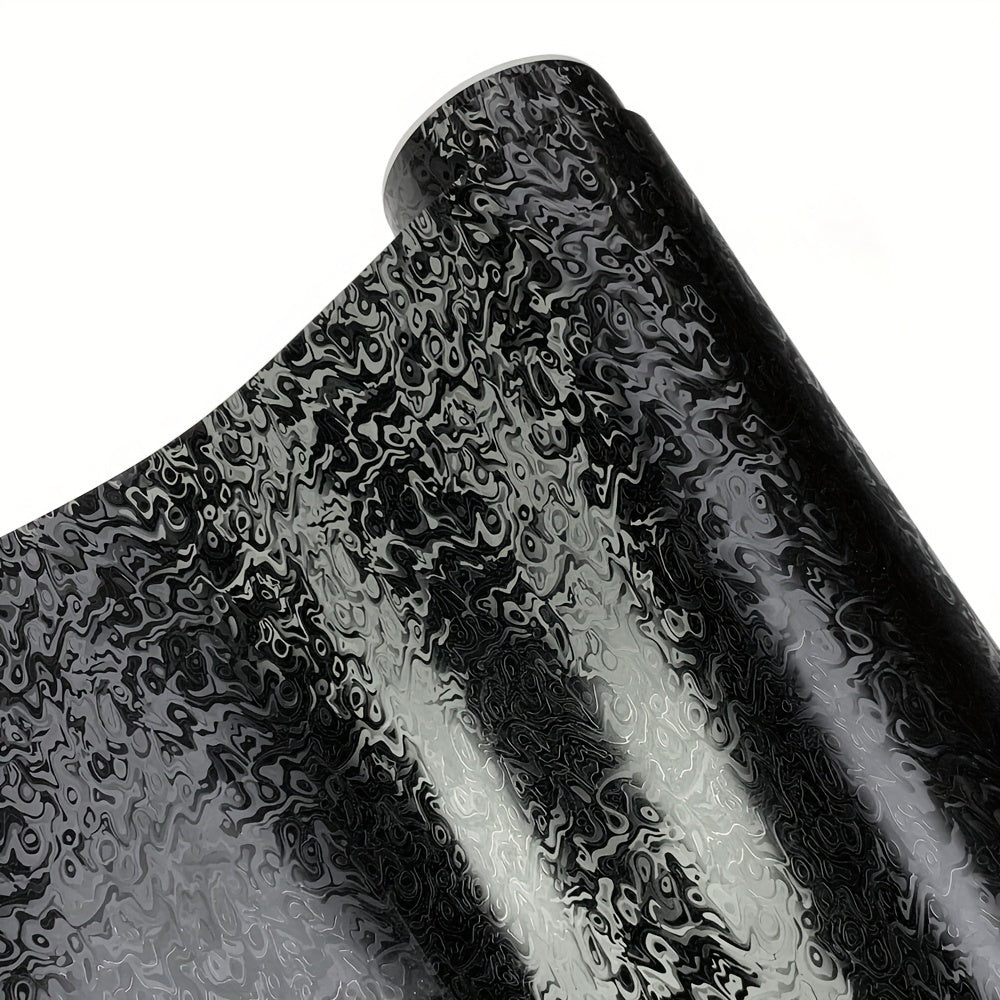 50x150cm Black Ghost Pattern PET Vinyl Wrap Roll - Premium Self-Adhesive,