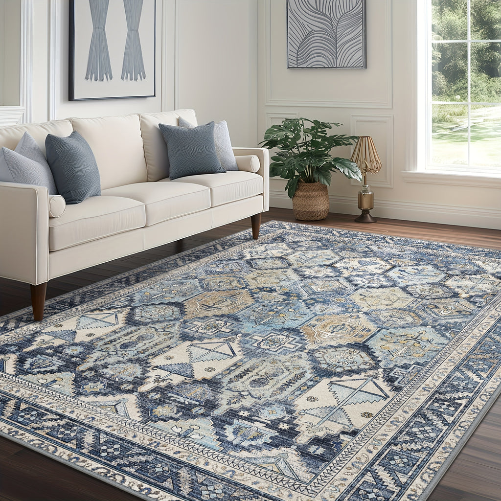 Area Rugs, Ultra-Thin Foldable Low Pile Machine Washable Mat, Lightweight Machine Washable Rugs for Living Room Bedroom, Sound Absorbing Vintage Sage Rectangle Mat