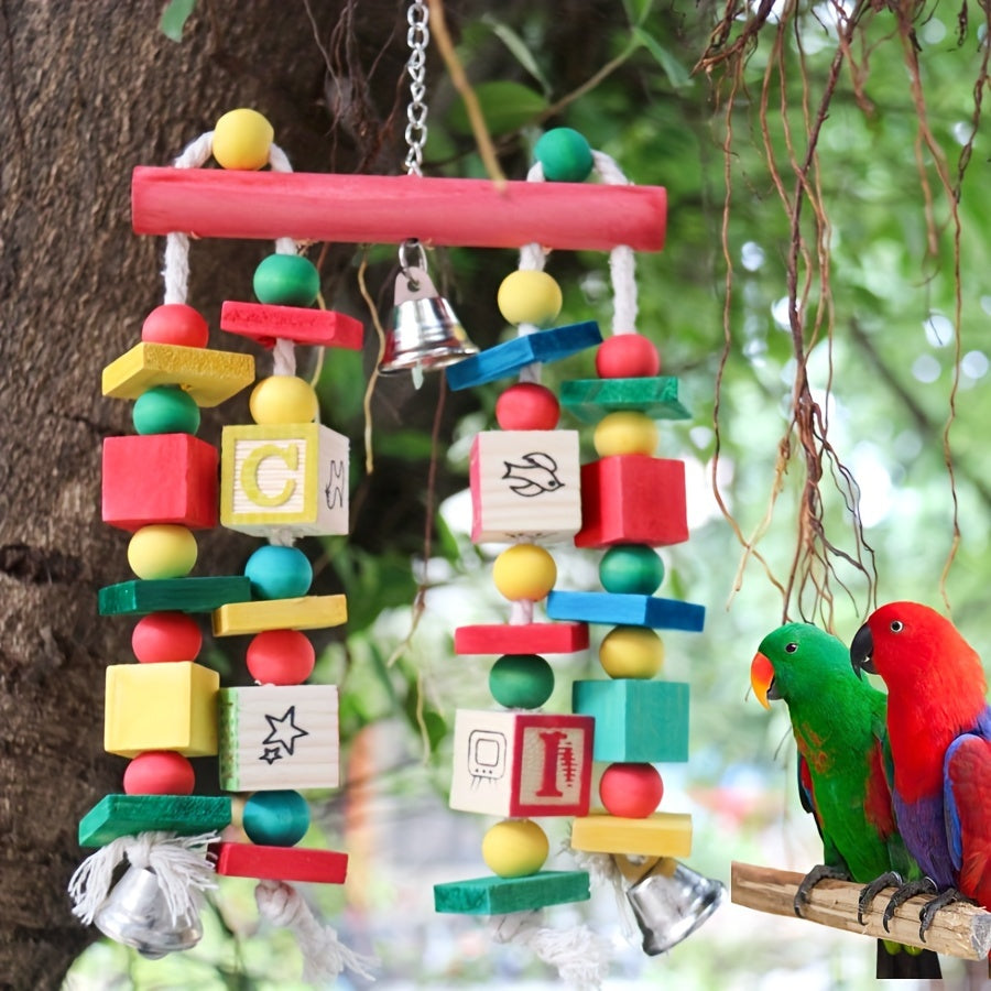 Parrot Toy Chew Grinding Teeth Colorful Wooden Blocks Letter Blocks Small and Medium Parrot Love Bird Toys