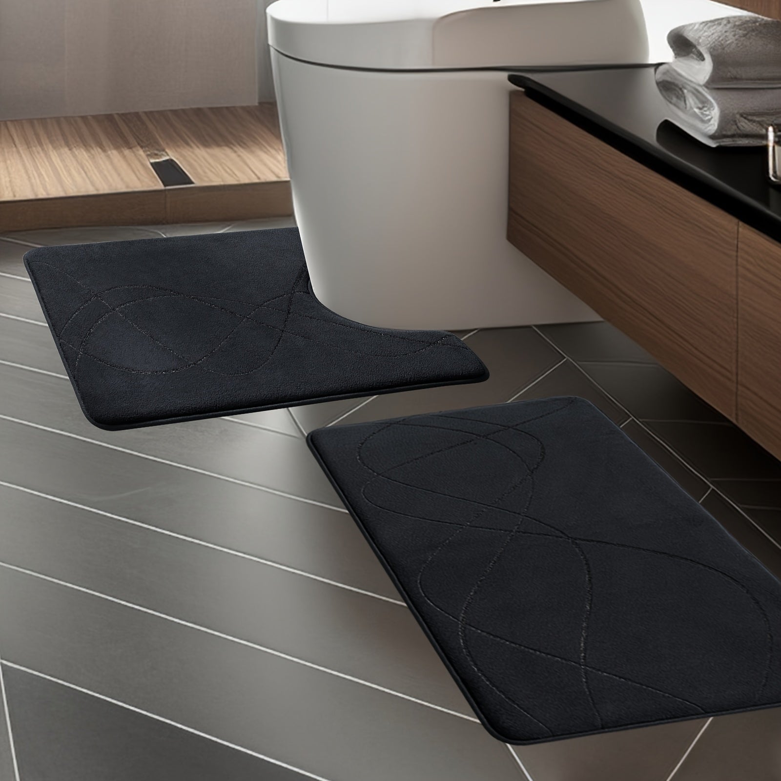 Bath Mat Set, Memory Foam Bathroom Rug Sets, Ultra Absorbent Bath Mat For Bathroom, Tub, Toilet - Non-Slip Bath Rugs Machine Washable & Dries Quickly, Bathroom Accessories, Bathroom Decor Set