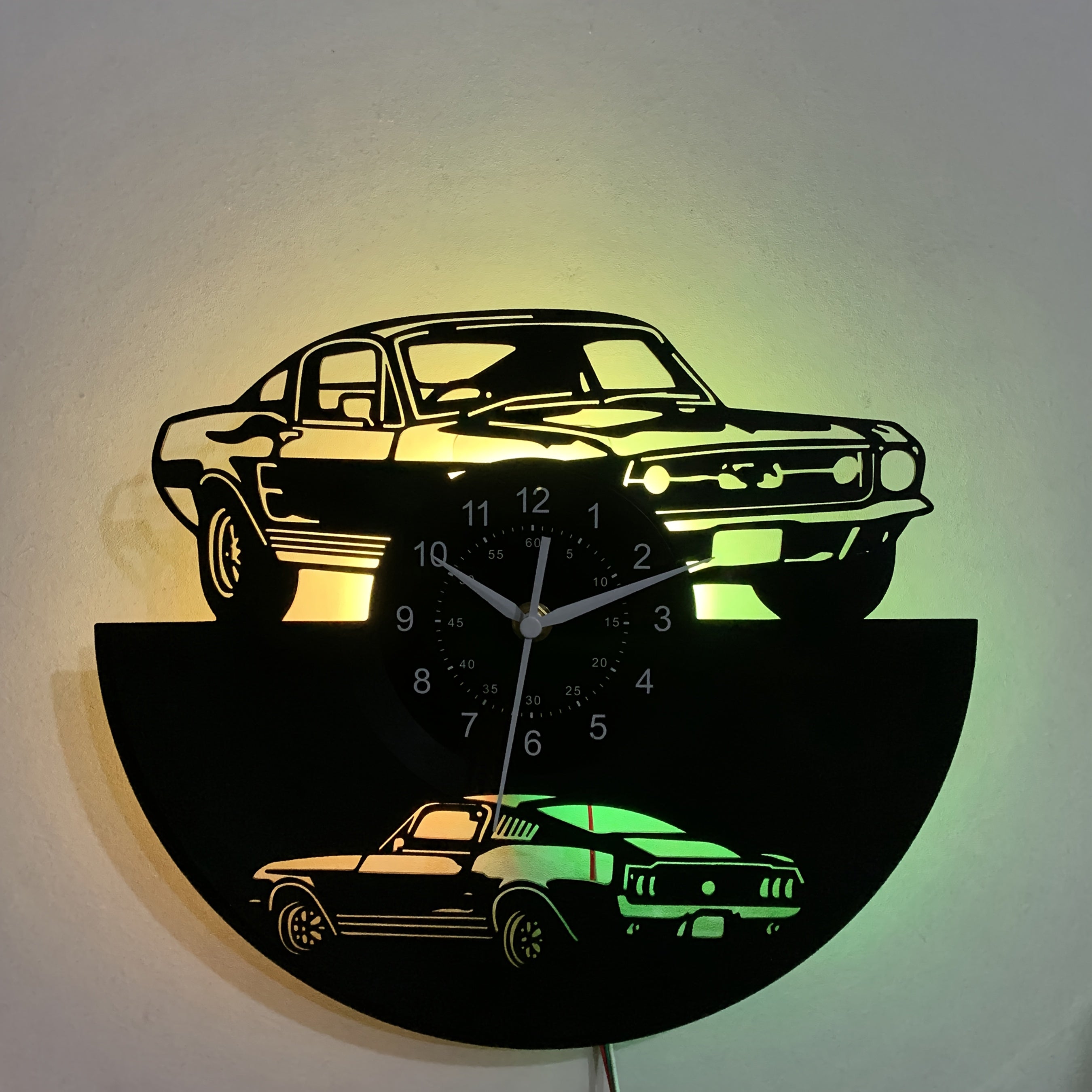 Handmade Vintage Car-Themed LED Wall Clock with Remote Control