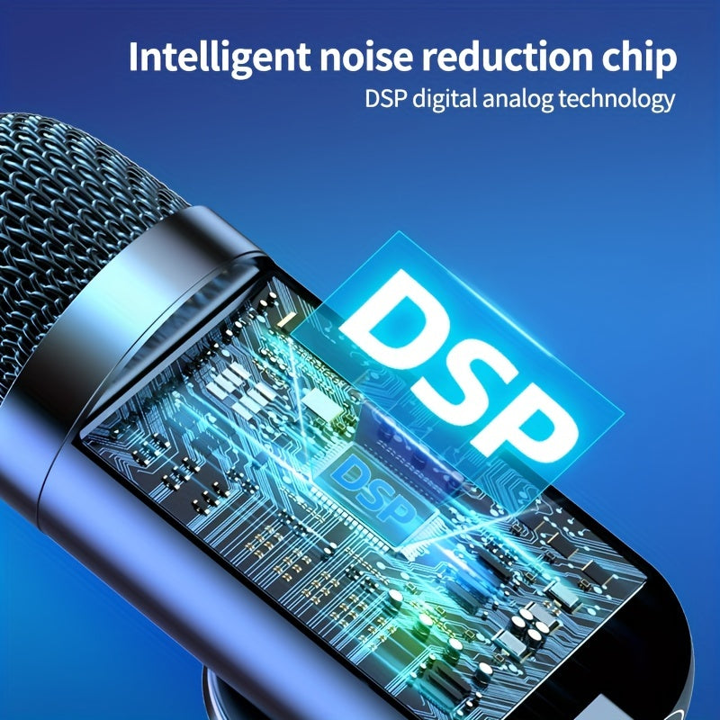 Professional USB Microphone Kit Plug & Play for Studio, E-sports, Singing The microphone used for computers is easy to use and has clear sound quality