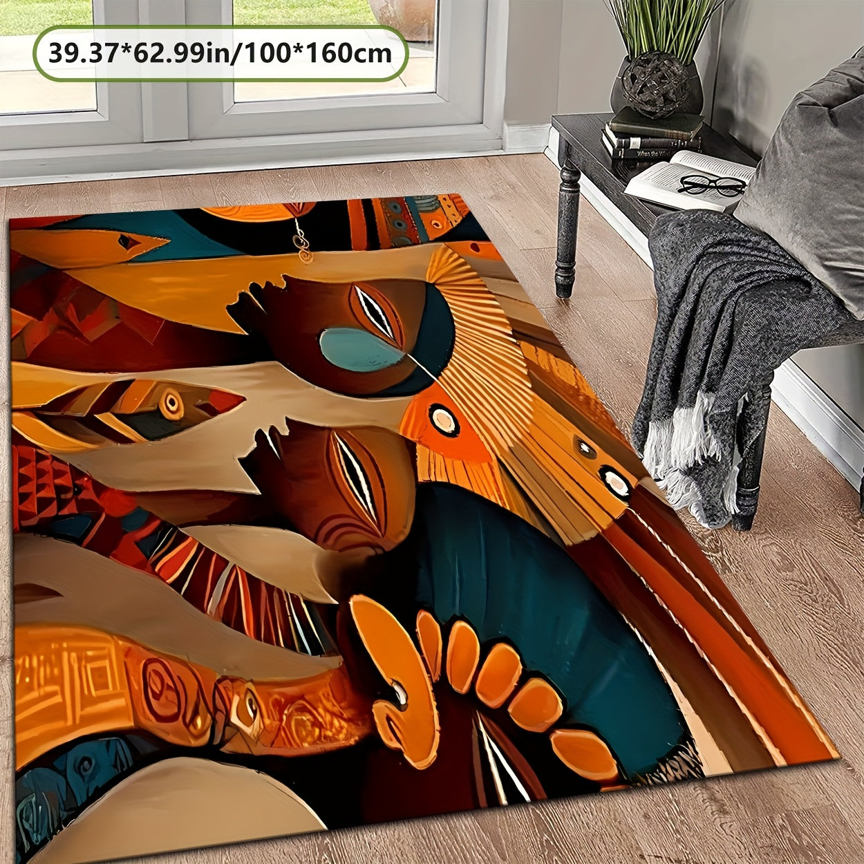 Vibrant Abstract Design Decorative Mat - Soft, Durable, Machine Washable, Non-Slip Backing, 7mm Thick, 800g/sq.m, Perfect for Kitchen, Living Room, Bedroom, Bathroom, and Outdoor Spaces, Rugs for Living