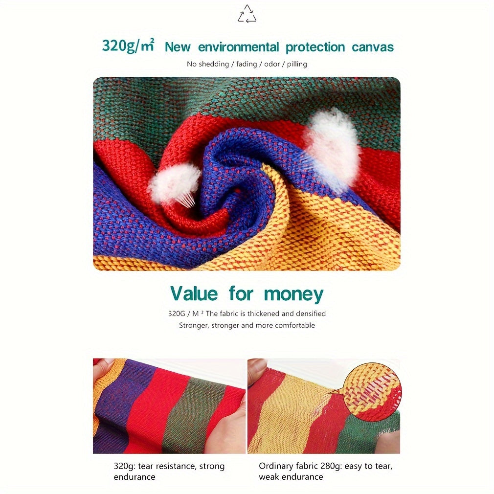 1pc Outdoor Hammock Chair Leisure Swing Hanging Chair Canvas Without Pillow And Cushion Indoor Outdoor Hammock Garden Leisure Furniture Hammocks, OPP Sealed Bag