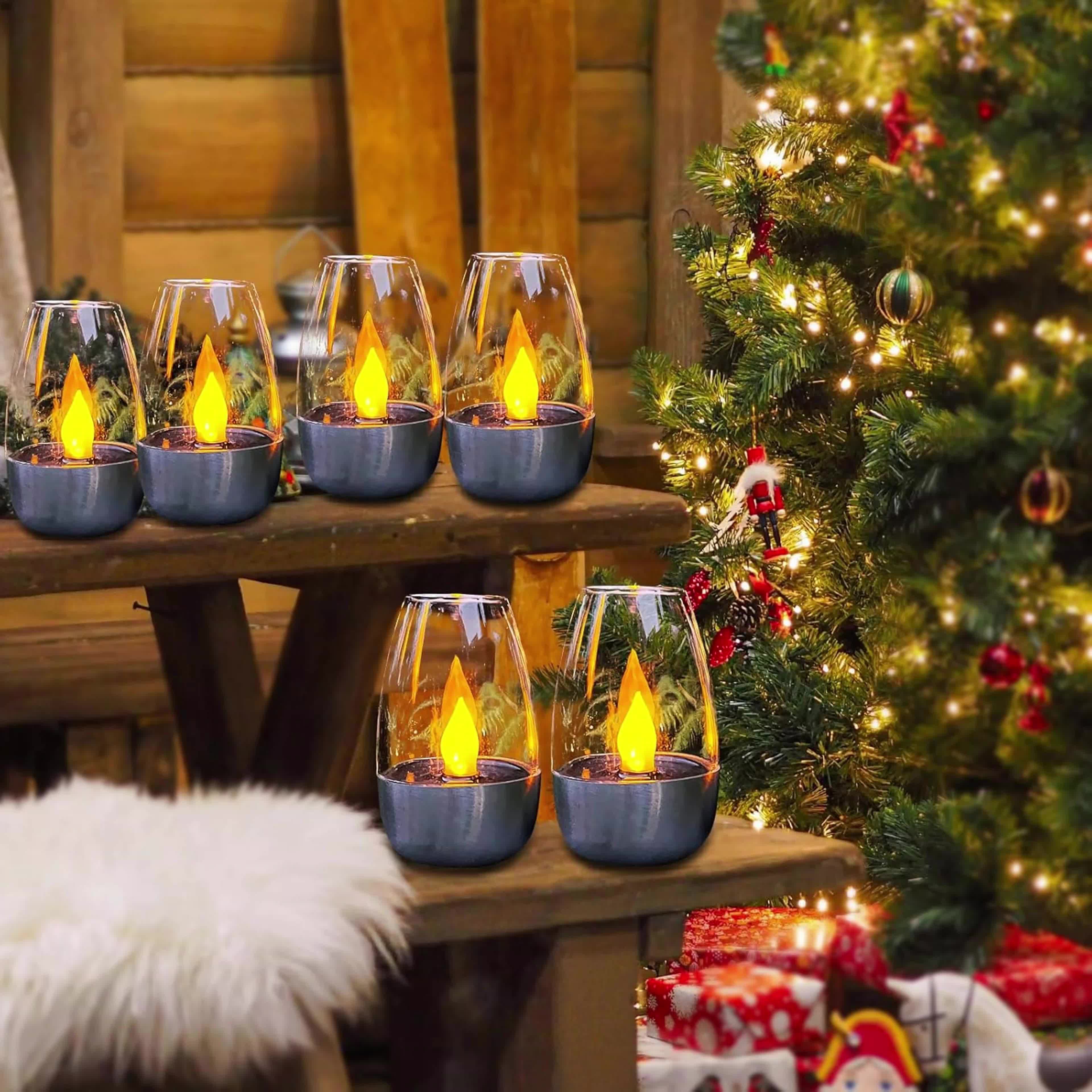 6/4pcs Flameless Flickering Candles | Outdoor Waterproof Solar Lights, IP44/IP65 Waterproof, LED Decorative Candlelight Suitable for Party, Wedding, Bar, Home Decor, Dinner, Outdoor Picnic, Christmas Decorative Lights, Candle