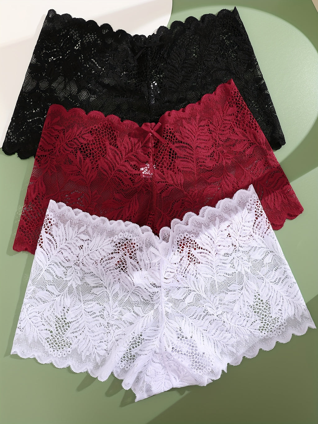 [Sexy Low Waist] Women's Sexy Low Waist Panties | 3pcs Set | Contrast Lace